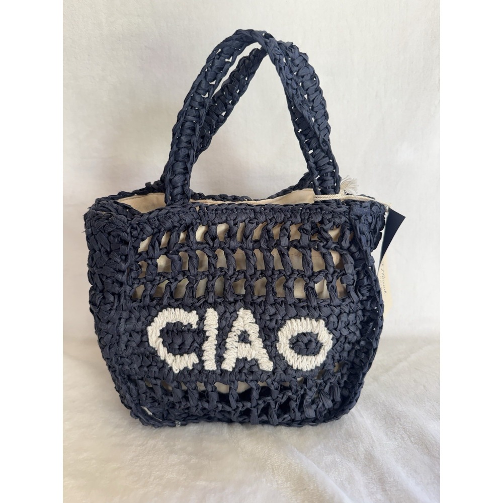 Universal Thread Navy Blue "Ciao" Crocket Tote/Handbag/Purse Handles & Crossbody - Picture 1 of 8